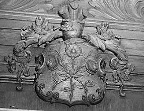 FDR's Arms over the Fireplaces at  Hyde Park Courtesy Library of Congress